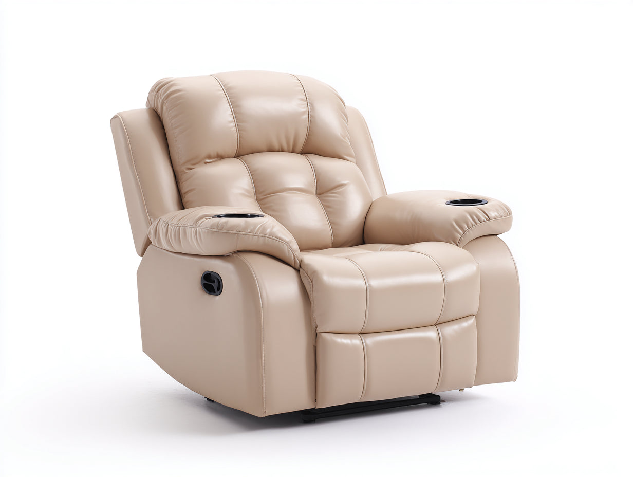 Poltrona reclinabile - Pelle sintetica - 103x97x113 cm - Beige crema - Contemporaneo