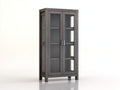 Vetrina-Legno-Vetro-Metallo-74x36x170 cm-Grigio scuro-Stile moderno
