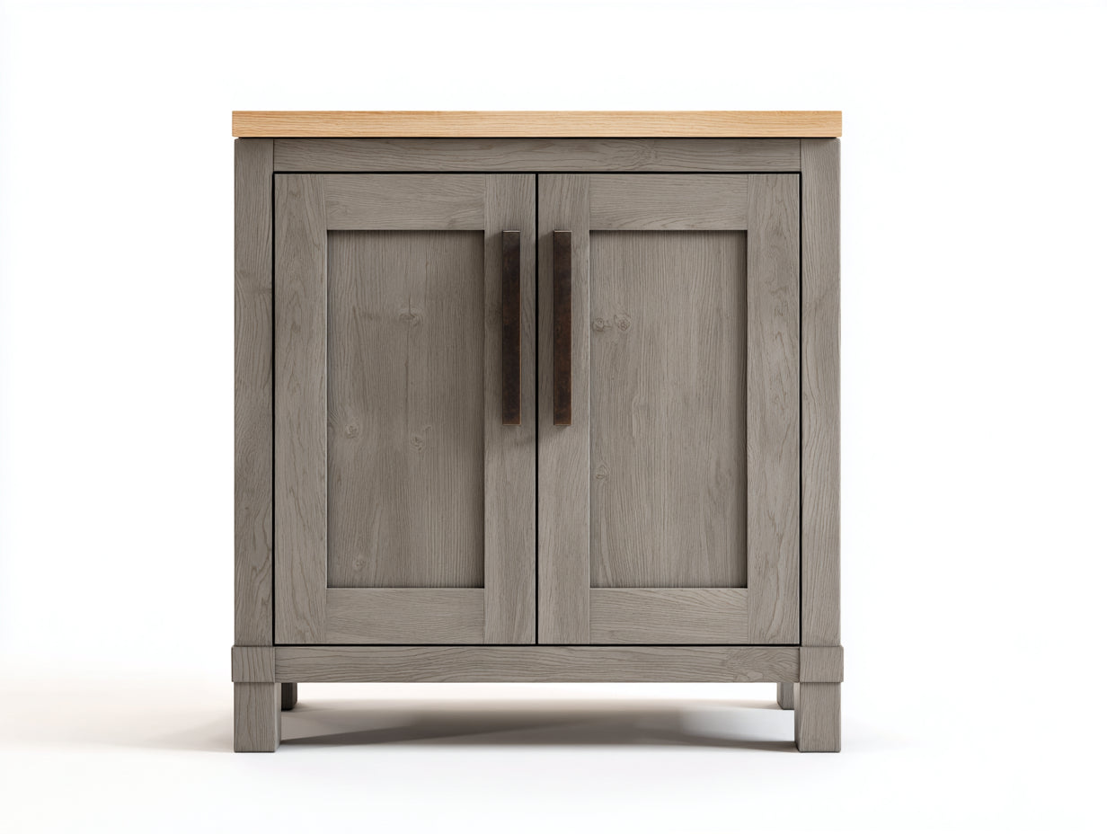 Credenza-Legno-124x42x84 cm-Grigio-Marrone-Stile rustico