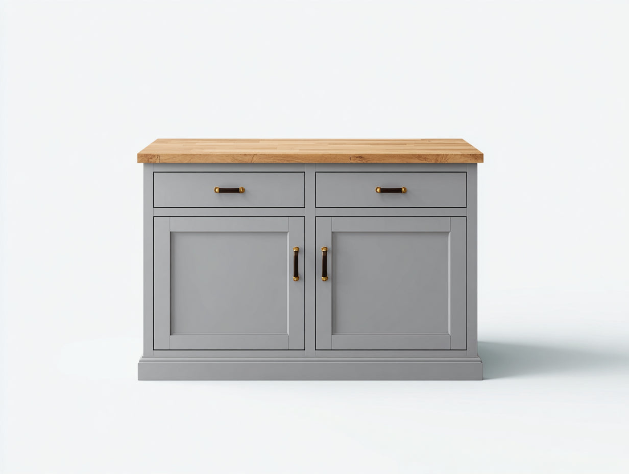 Credenza-Legno-132x43x85 cm-Grigio-Marrone-Stile moderno