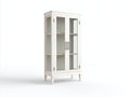 Vetrina-Legno-Vetro-Metallo-70x34x160 cm-Bianco-Argento-Stile moderno