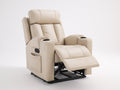 Poltrona reclinabile elettrica - Pelle sintetica-Metallo - 104x97x114 cm - Beige avorio - Moderno