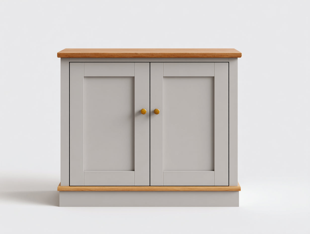 Credenza-Legno-138x45x86 cm-Grigio-Marrone-Oro-Stile moderno
