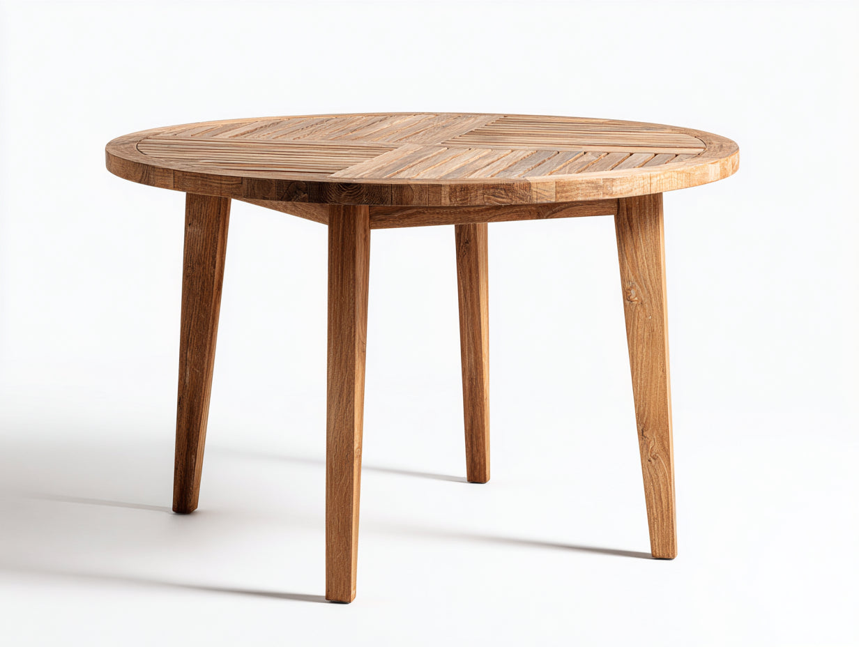 Tavolo da giardino - Legno massello - 125x125x74 cm - Marrone naturale - Design geometrico