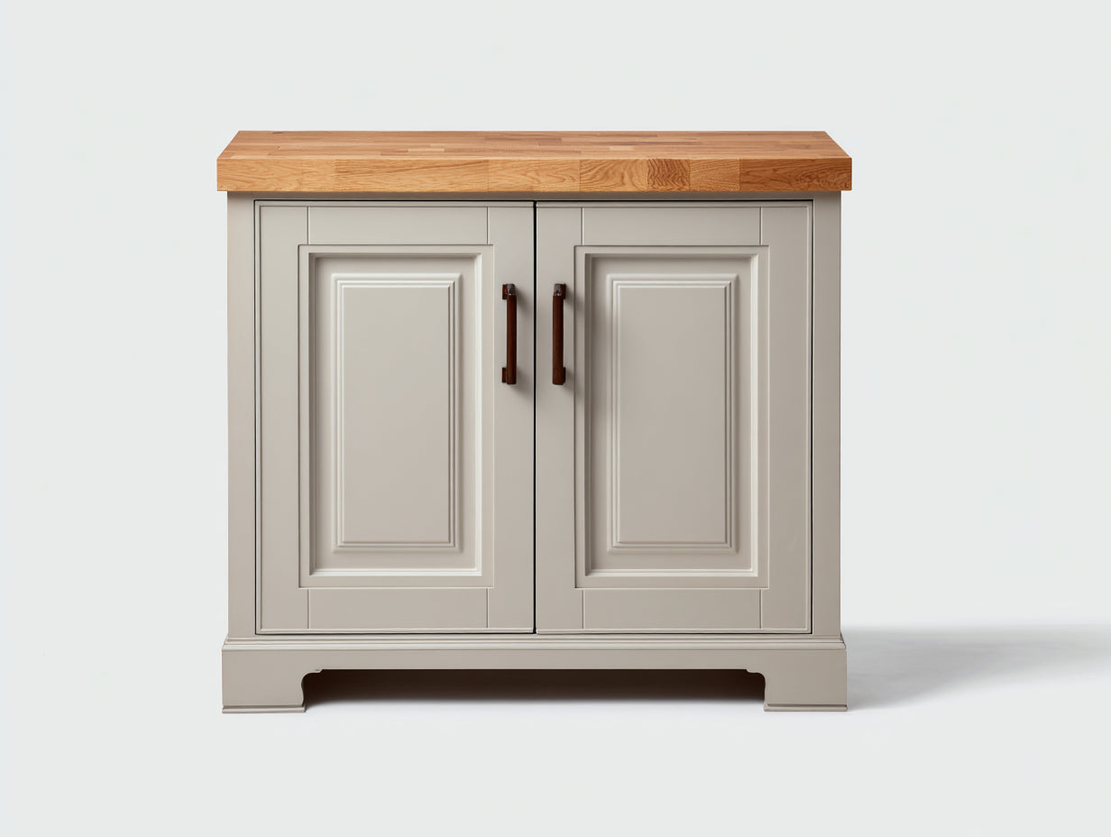 Credenza-Legno-122x46x84 cm-Grigio-Marrone-Stile classico