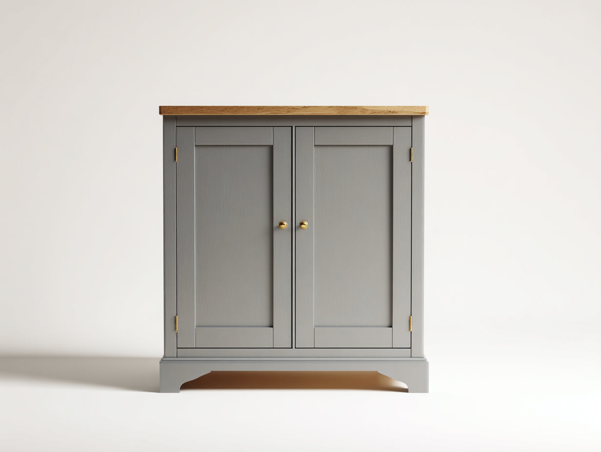 Credenza-Legno-118x42x83 cm-Grigio-Marrone-Oro-Stile rustico