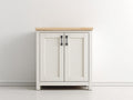 Credenza-Legno-122x42x83 cm-Bianco-Marrone-Nero-Stile classico