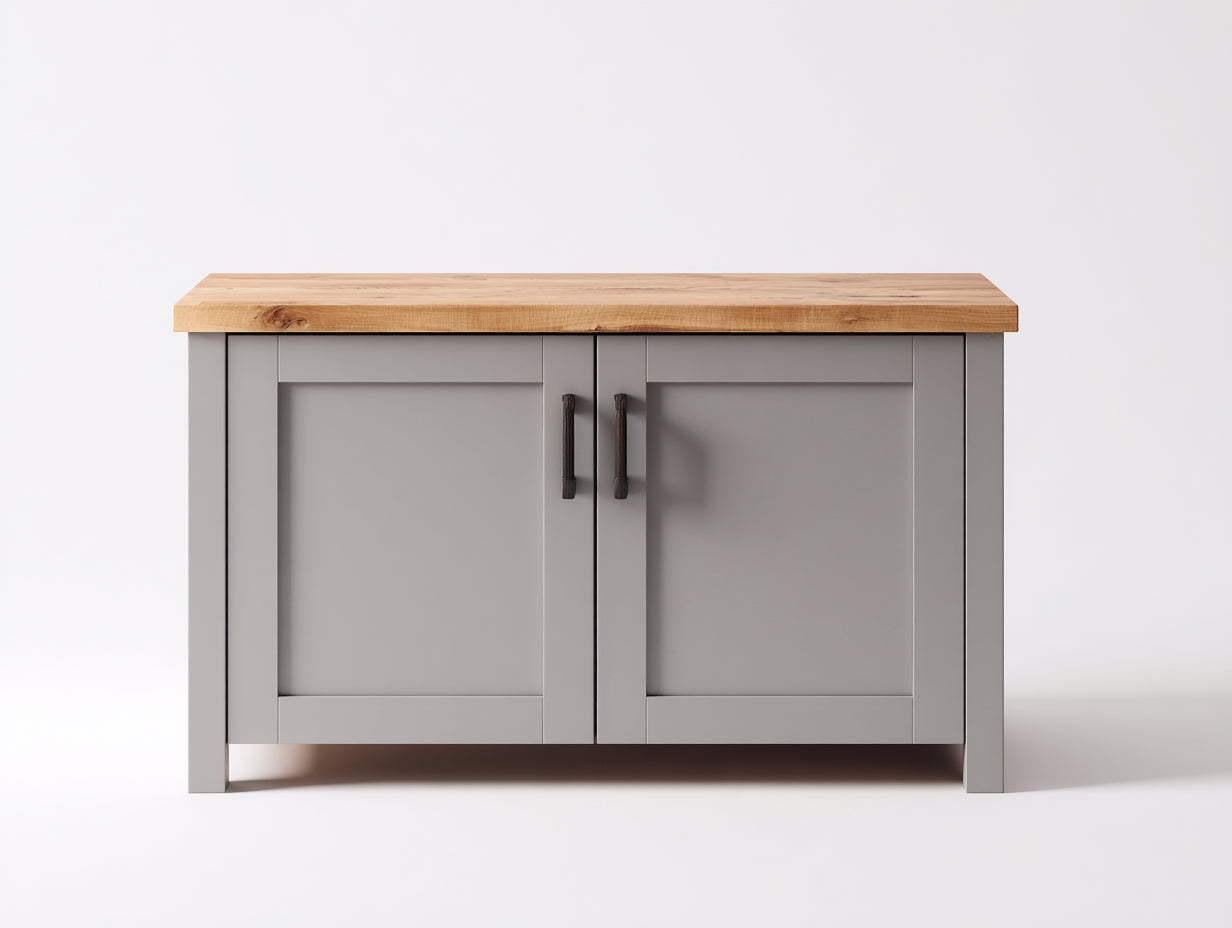Credenza-Legno-128x43x79 cm-Grigio-Marrone-Stile moderno