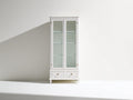 Vetrina-Legno-Vetro-Metallo-72x35x170 cm-Bianco-Oro-Stile classico