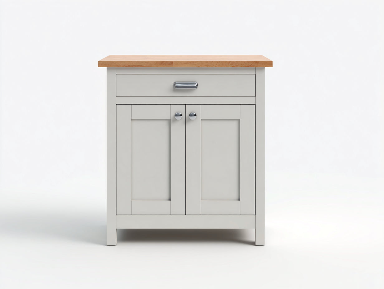 Credenza-Legno-Metallo-116x41x84 cm-Bianco-Marrone-Argento-Stile moderno