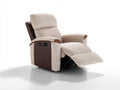 Poltrona reclinabile - Tessuto-Legno - 101x94x109 cm - Beige chiaro-Marrone - Scandinavo