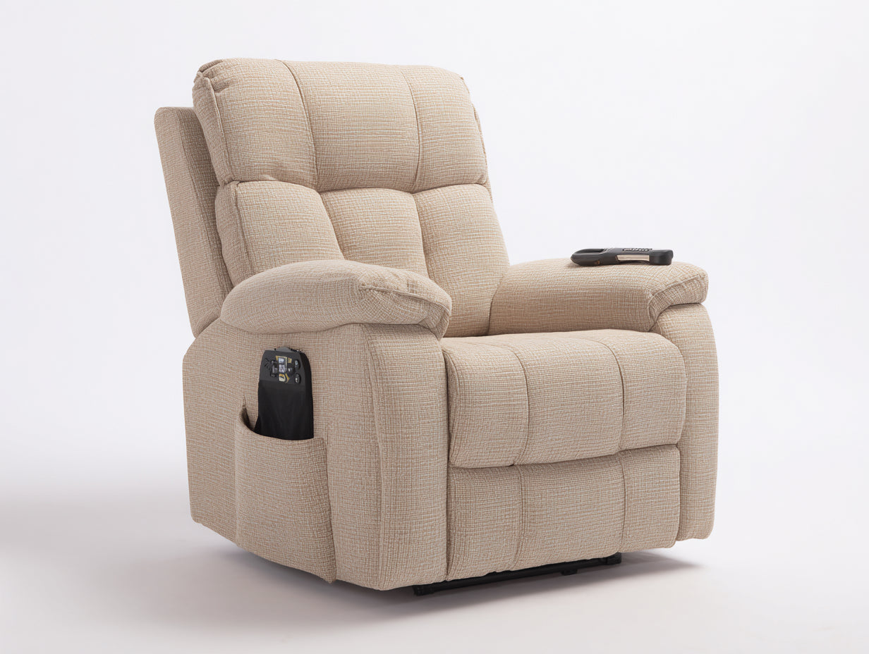 Poltrona reclinabile - Tessuto - 99x93x109 cm - Beige chiaro - Moderno