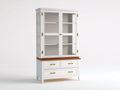 Vetrina-Legno-Vetro-Metallo-100x43x185 cm-Bianco-Naturale-Oro-Stile classico