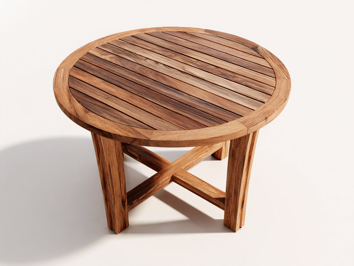Tavolo da giardino - Legno massello - 110x110x73 cm - Marrone naturale - Design rustico