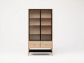 Vetrina-Legno-Vetro-Metallo-90x38x175 cm-Naturale-Nero-Stile moderno