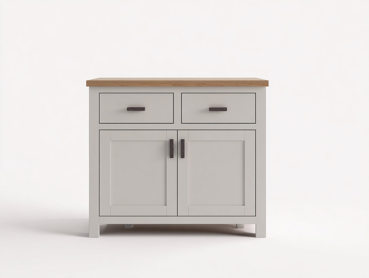 Credenza-Legno-126x43x85 cm-Bianco-Marrone-Nero-Stile moderno