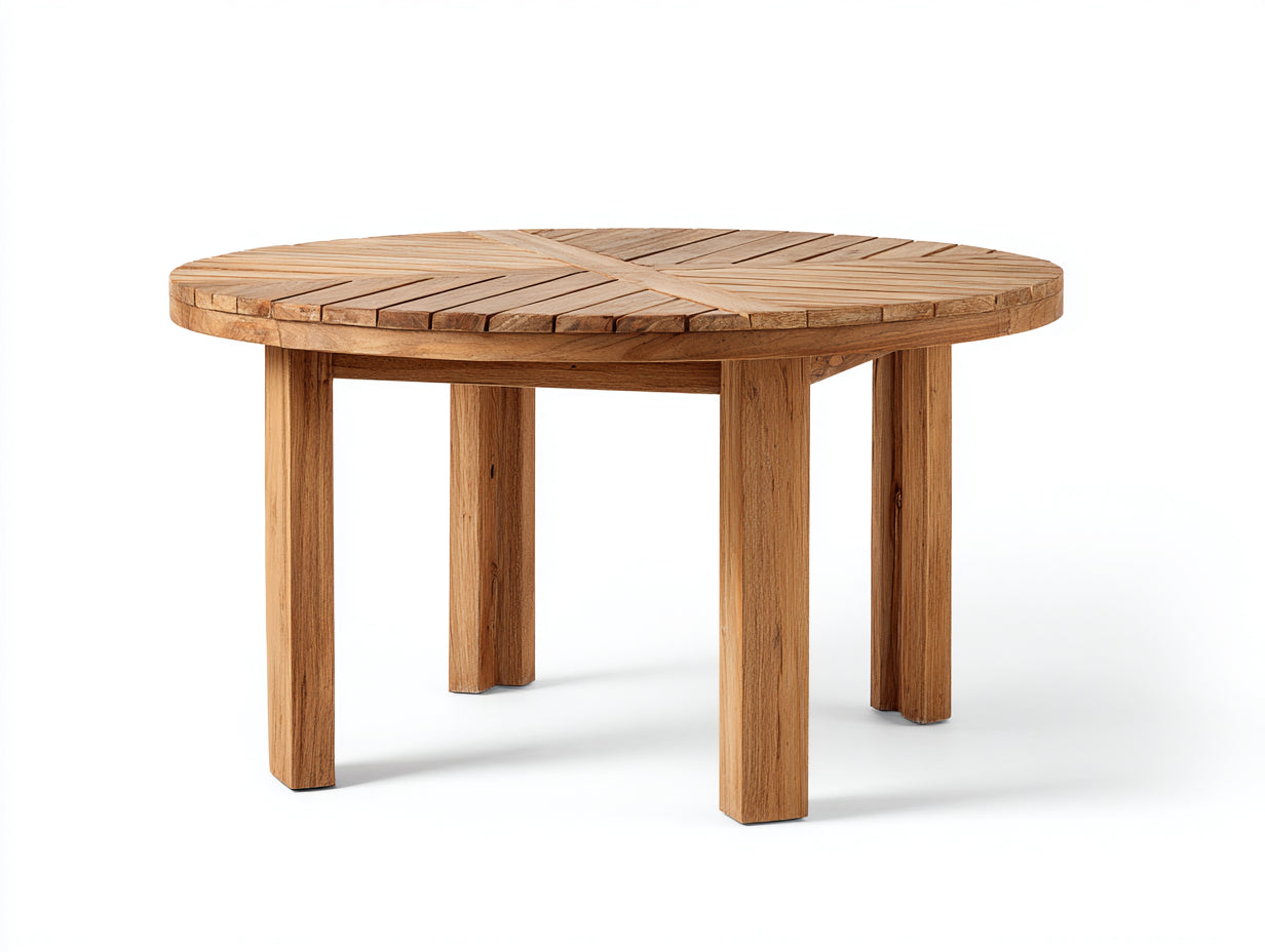 Tavolo da giardino - Legno massello - 128x128x74 cm - Marrone naturale - Design geometrico rustico