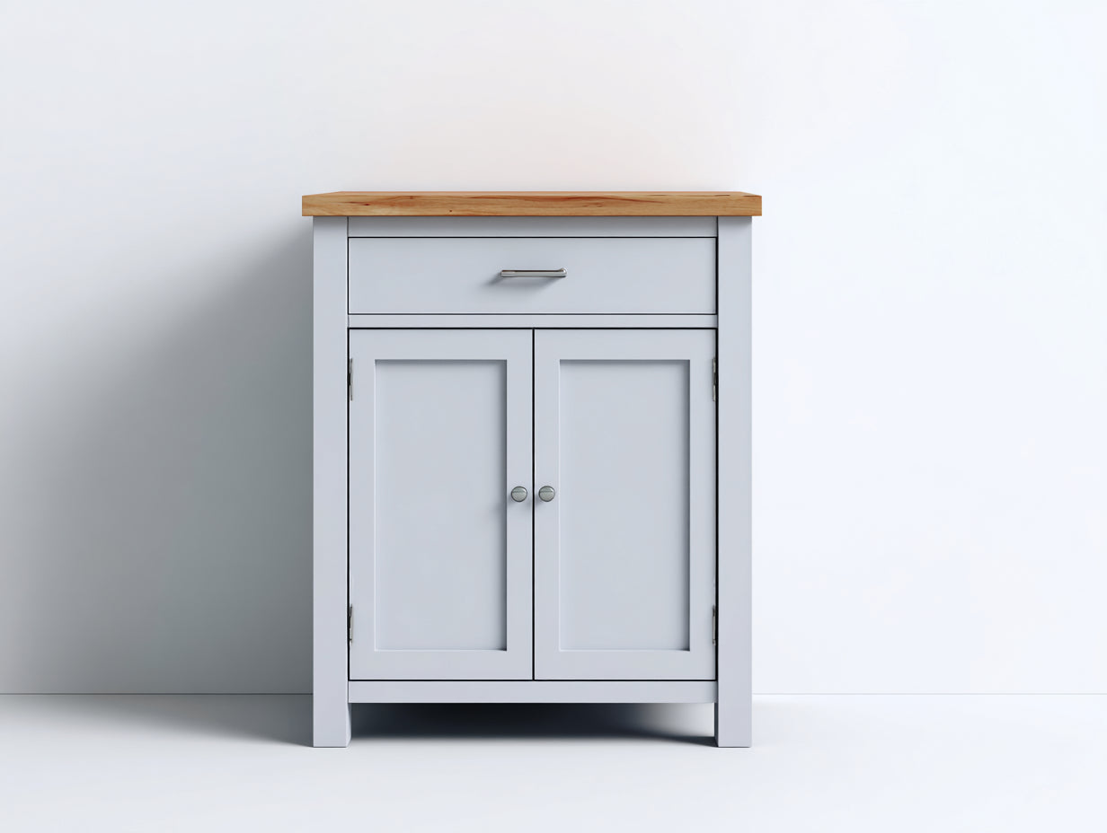 Credenza-Legno-118x40x85 cm-Bianco-Marrone-Nero-Stile moderno