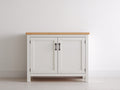 Credenza-Legno-128x43x84 cm-Bianco-Marrone-Stile classico