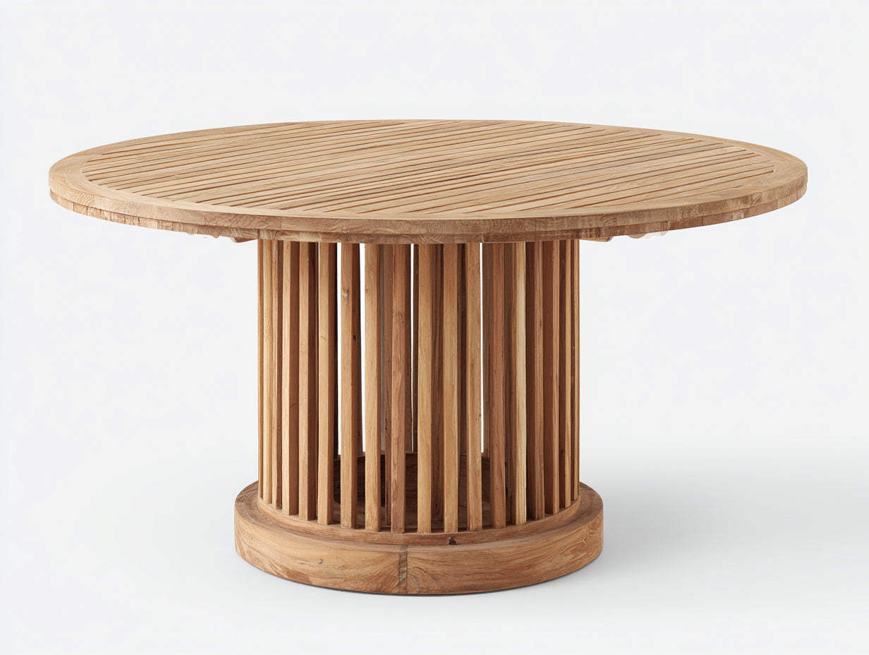 Tavolo da giardino - Legno massello - 135x135x75 cm - Marrone naturale - Design minimalista