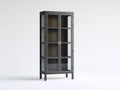 Vetrina-Legno-Vetro-Metallo-76x36x165 cm-Nero-Stile moderno